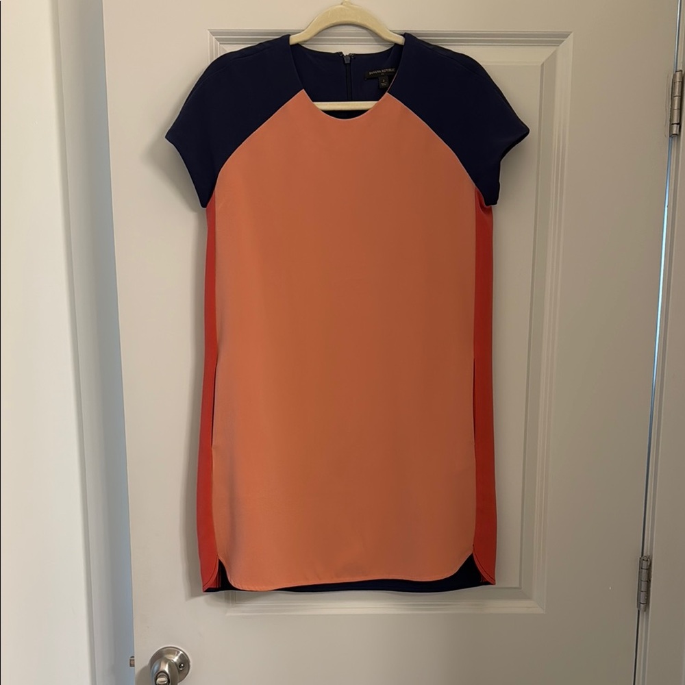 Colorblock Dress in Peach and Navy